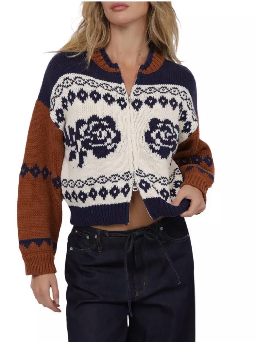 Women's Sage The Label Rose Jacquard Cardigan